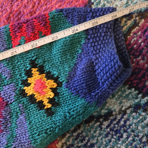 Vintage L.L. Bean Sweater Cardigan Colorful Button Up Geometric VTG - Picture 6 of 10